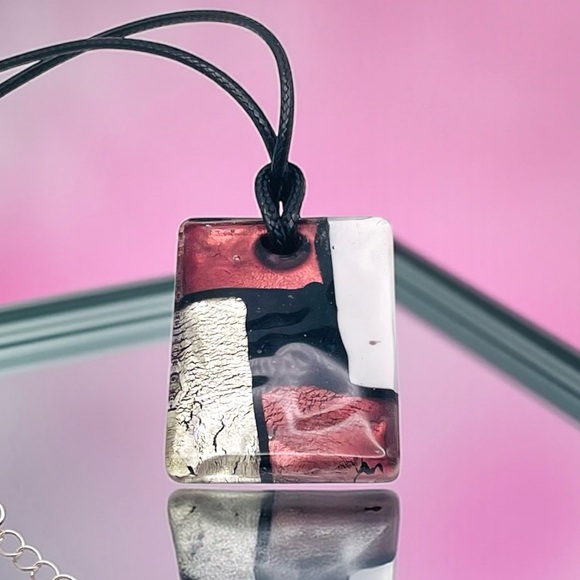 Hand Crafted Jewelry - Striking Artisan Handcrafted Fused Glass Pendant Necklace